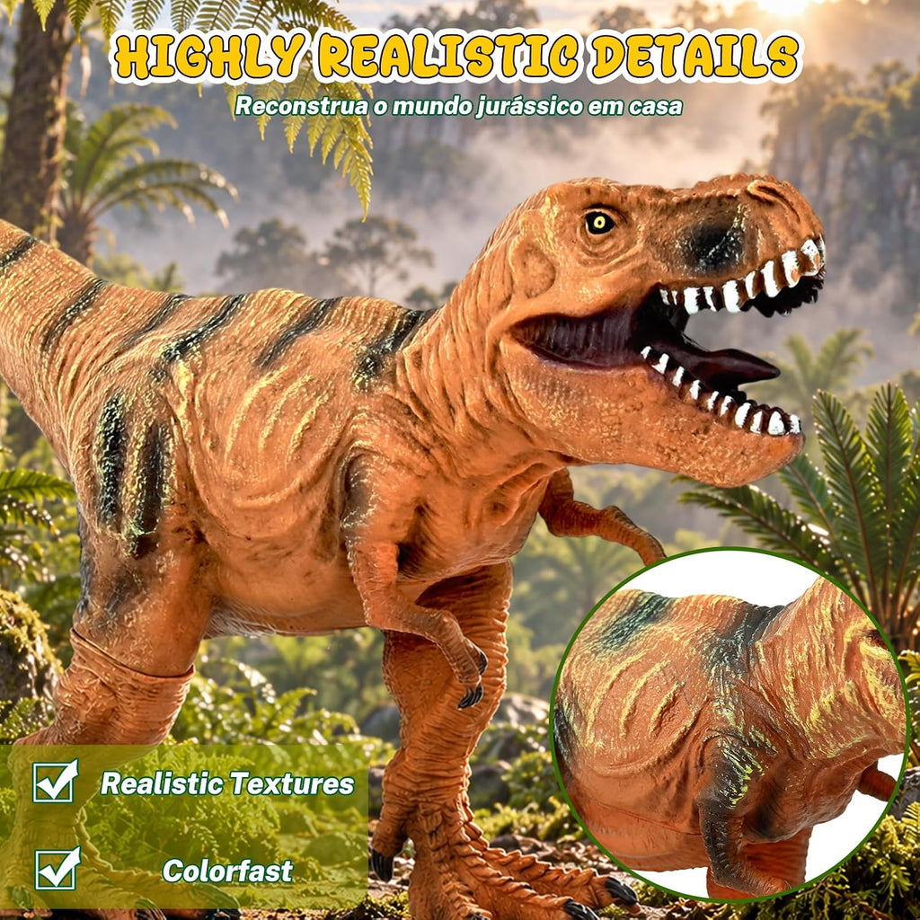 Juguetes de dinosaurio grandes para niños de 3 a 5 años, 4 piezas de 10 pulgadas, juguete realista de dinosaurio suave para los amantes de los dinosaurios, figuras de dinosaurio grandes de