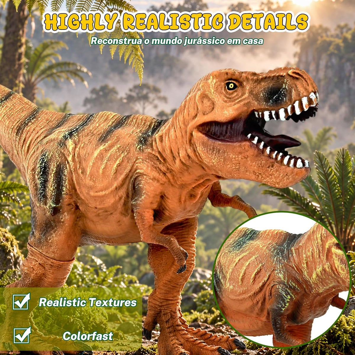 Juguetes de dinosaurio grandes para niños de 3 a 5 años, 4 piezas de 10 pulgadas, juguete realista de dinosaurio suave para los amantes de los dinosaurios, figuras de dinosaurio grandes de