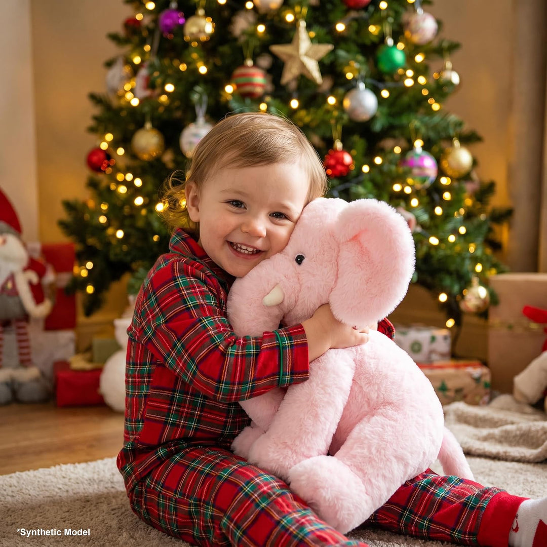 WEIGEDU Elefante de peluche rosa de 13" - Juguete de felpa para...