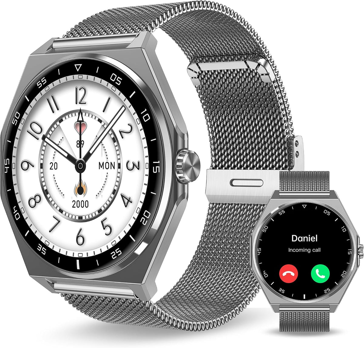 SOUYIE Reloj inteligente minimalista de lujo, 1.43 pulgadas AMOLED de acero