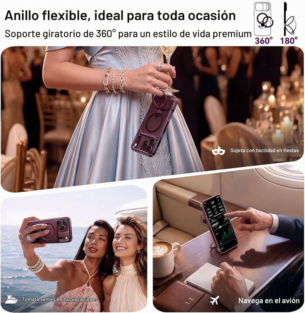 CASEKOO Funda para iPhone 18 Pro, 360 Spin Magnetic Stand