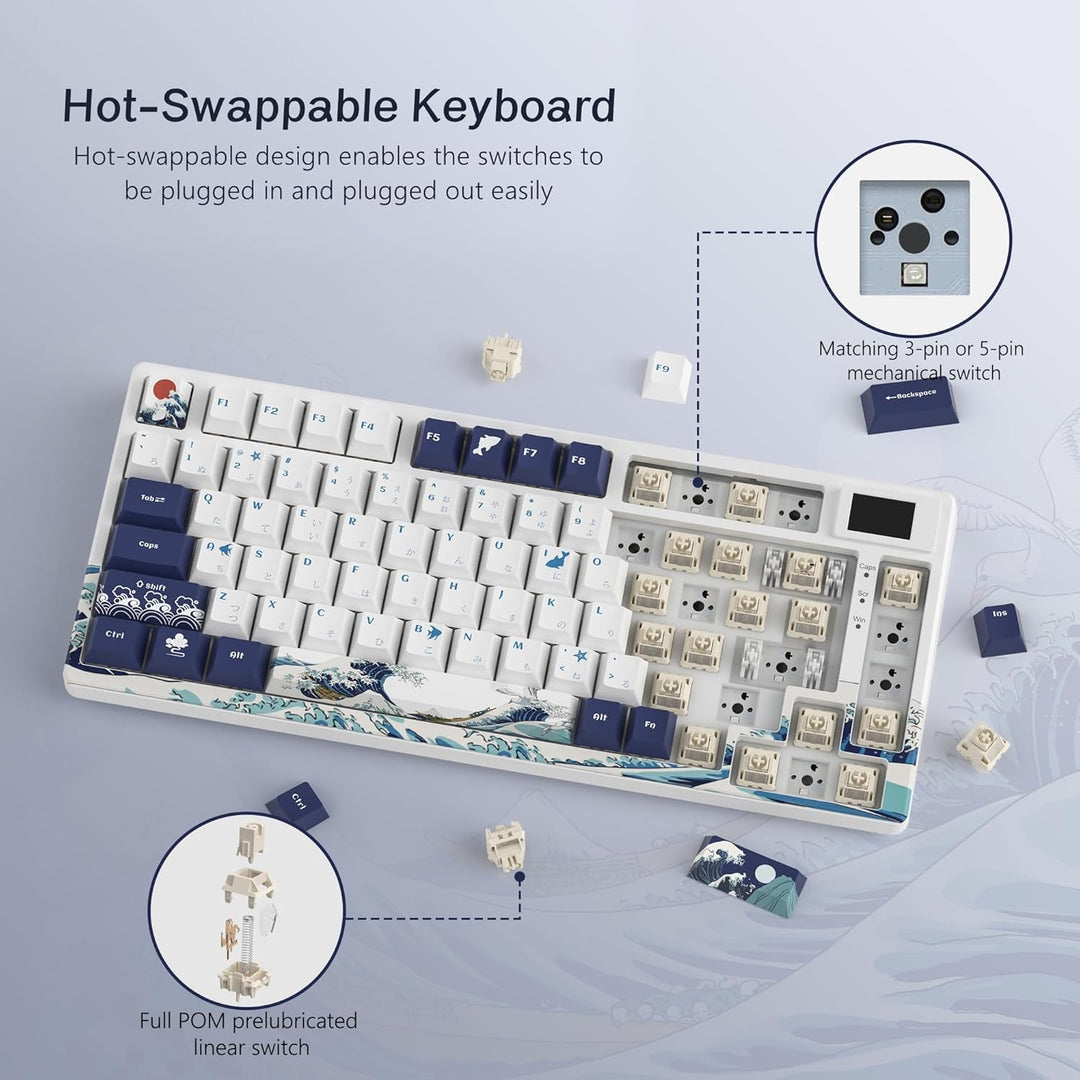 Womier S-K80 Teclado 75% con pantalla multimedia a color, teclado m...