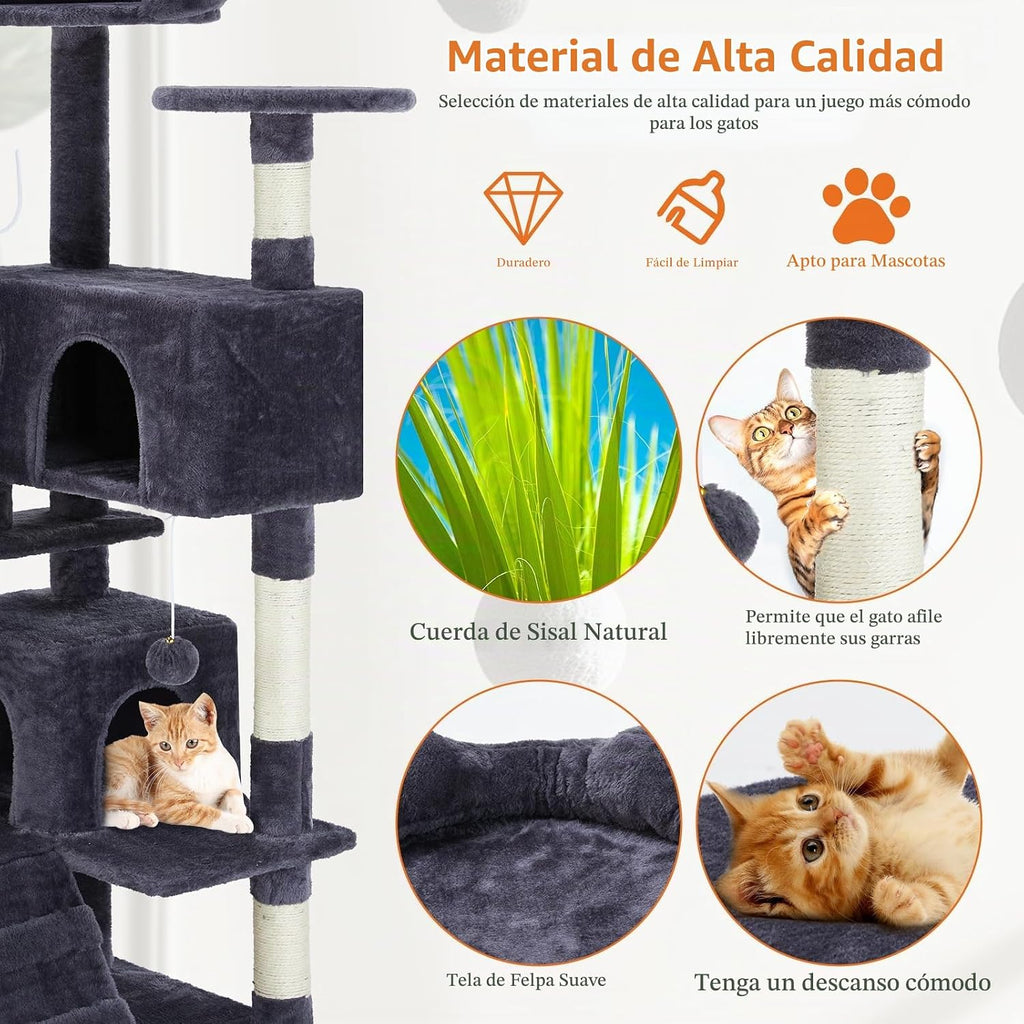 Torre de árbol para gatos de 54 pulgadas con postes rascadores de