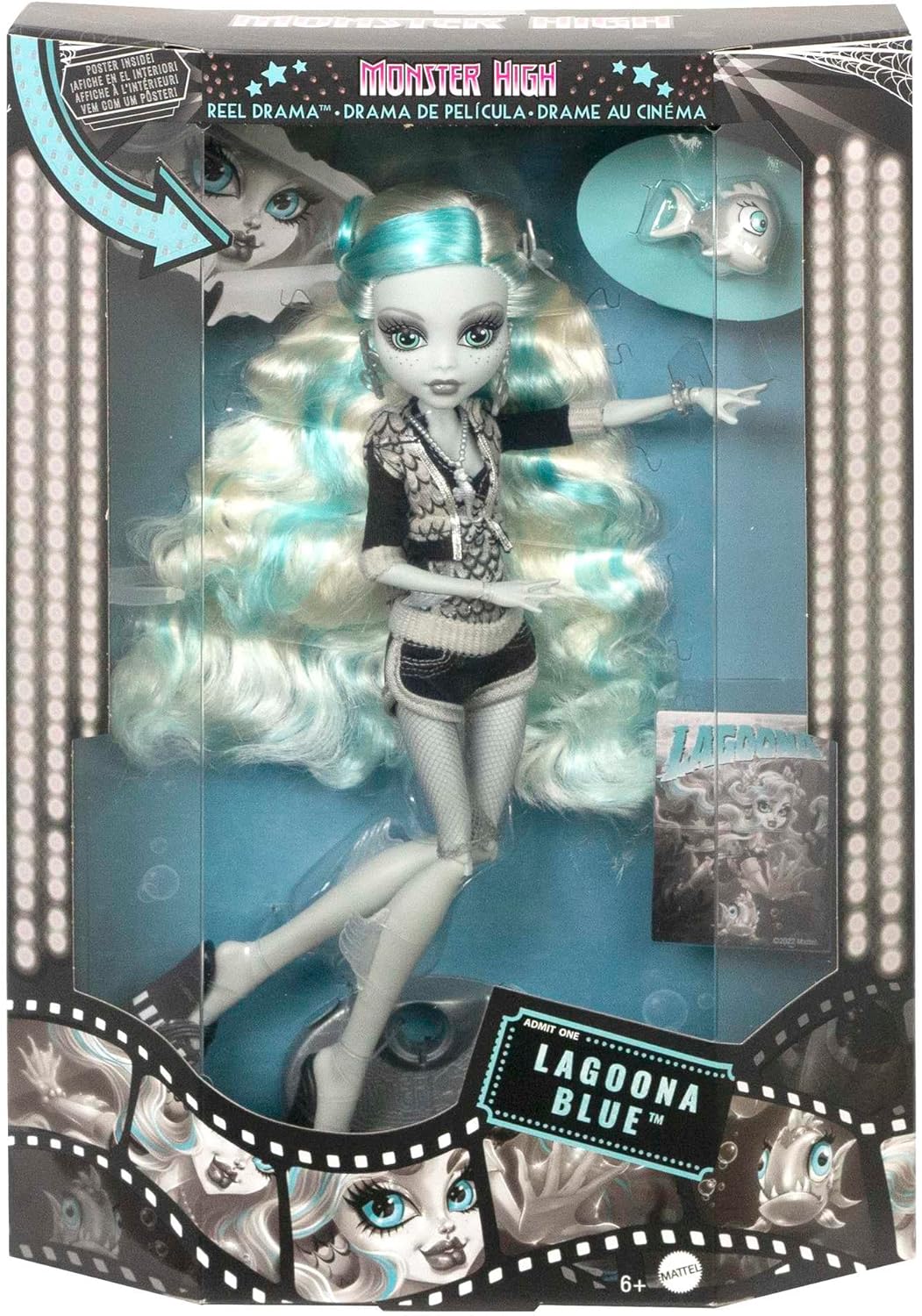 Muñeca Monster High, Lagoona Blue en Blanco y Negro, Reel Drama Col...