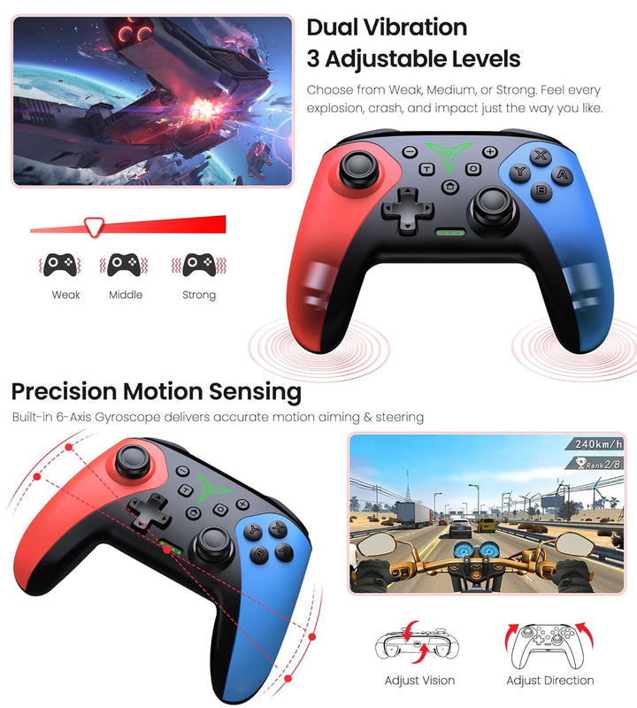 Wireless Switch Controller for Nintendo Switch\/Switch 2\/Lite\/OLE...