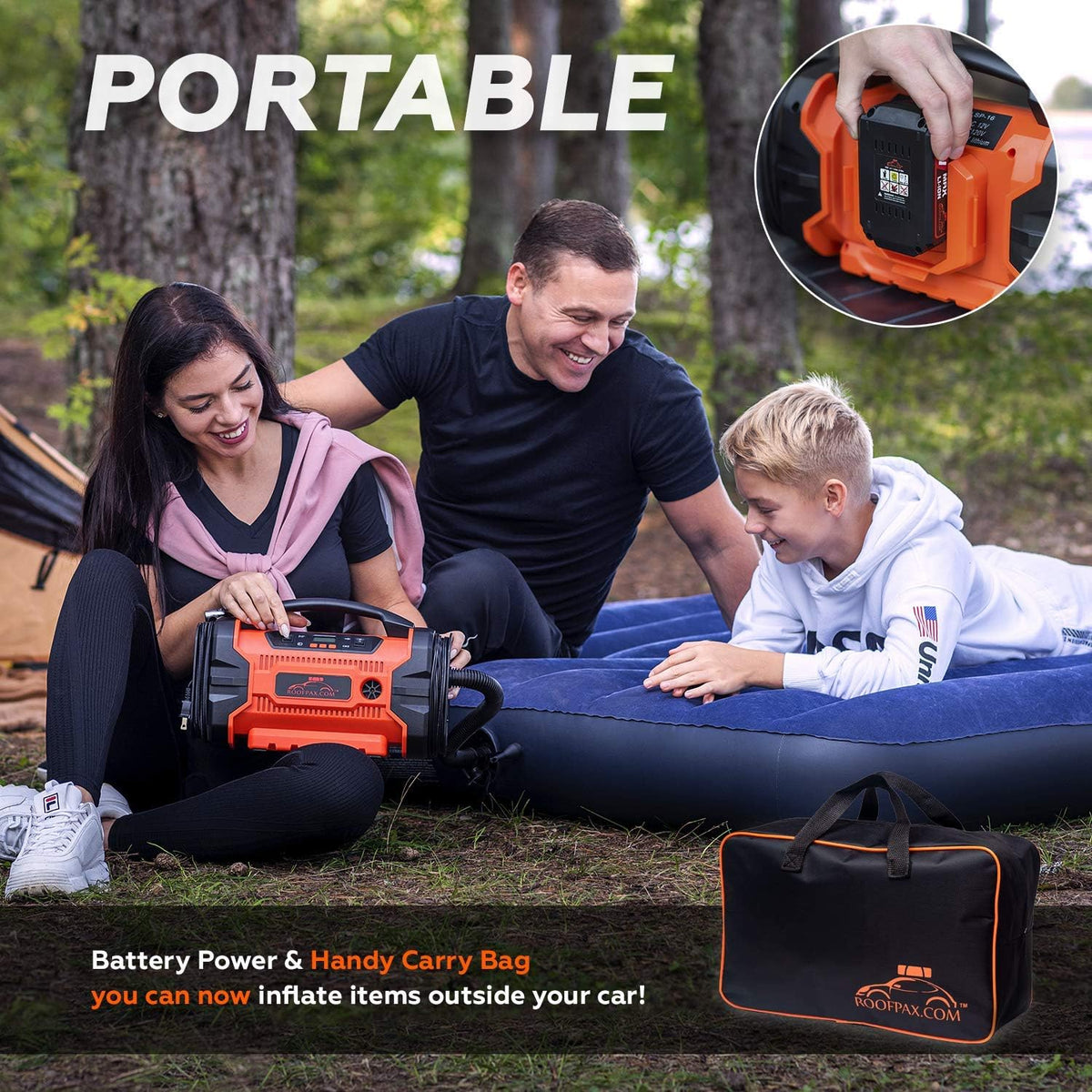 RoofPax Inflador de neumáticos, compresor de aire portátil para neu...