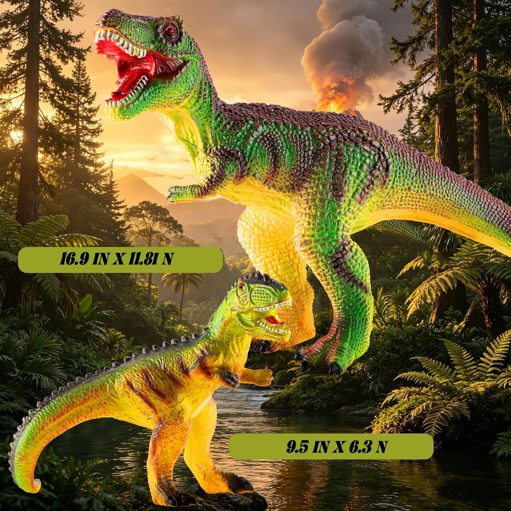BABOY Figuras de juguete de dinosaurio T-Rex de goma suave, interior relleno de algodón PP, diseño realista, materiales seguros, resistente a caídas y golpes, juguete suave de alta resistencia para