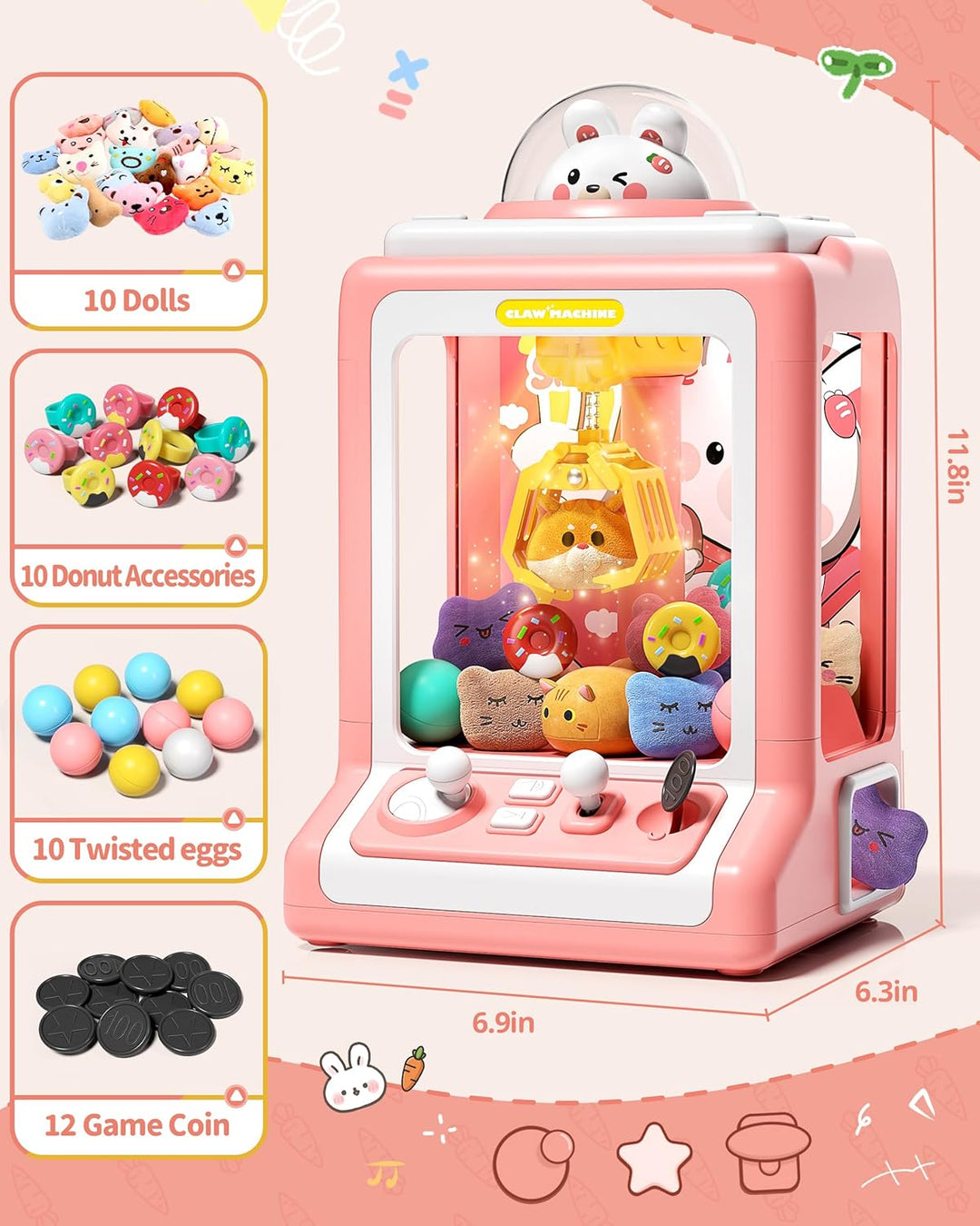 Máquina de garras de conejo para niños, mini máquina expendedora co...
