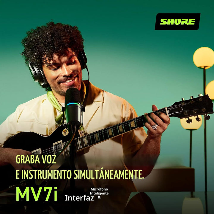 Shure MV7i - Micrófono inteligente - Micrófono USB-C y XLR para pod...