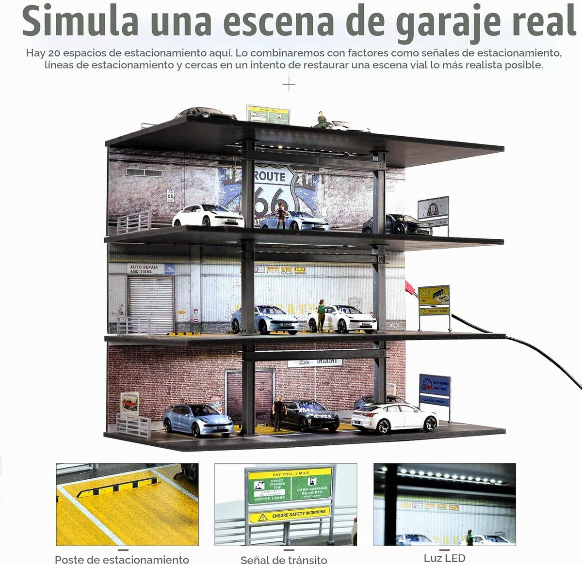 Vitrina de coche fundido a troquel de 4 niveles a escala 1/64