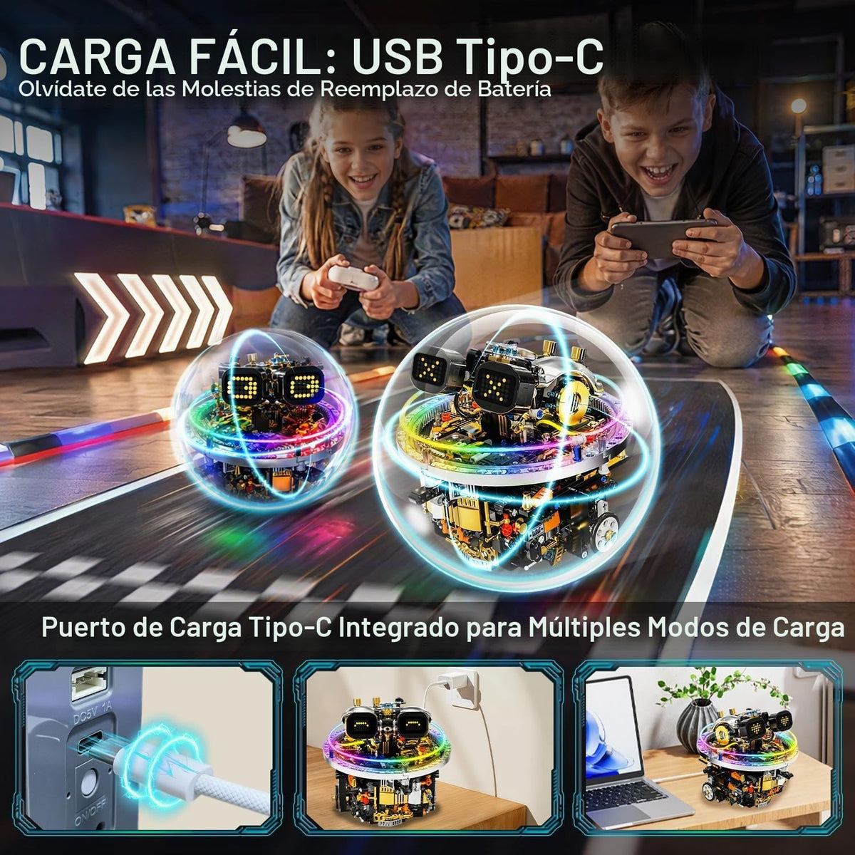 STEM Robot Kit de construcción para niños de 8 a 14 años, 804 piezas de juguete robótico esférico de control remoto y aplicación con expresiones LED y luces Cyberpunk, juego de codificación técnica