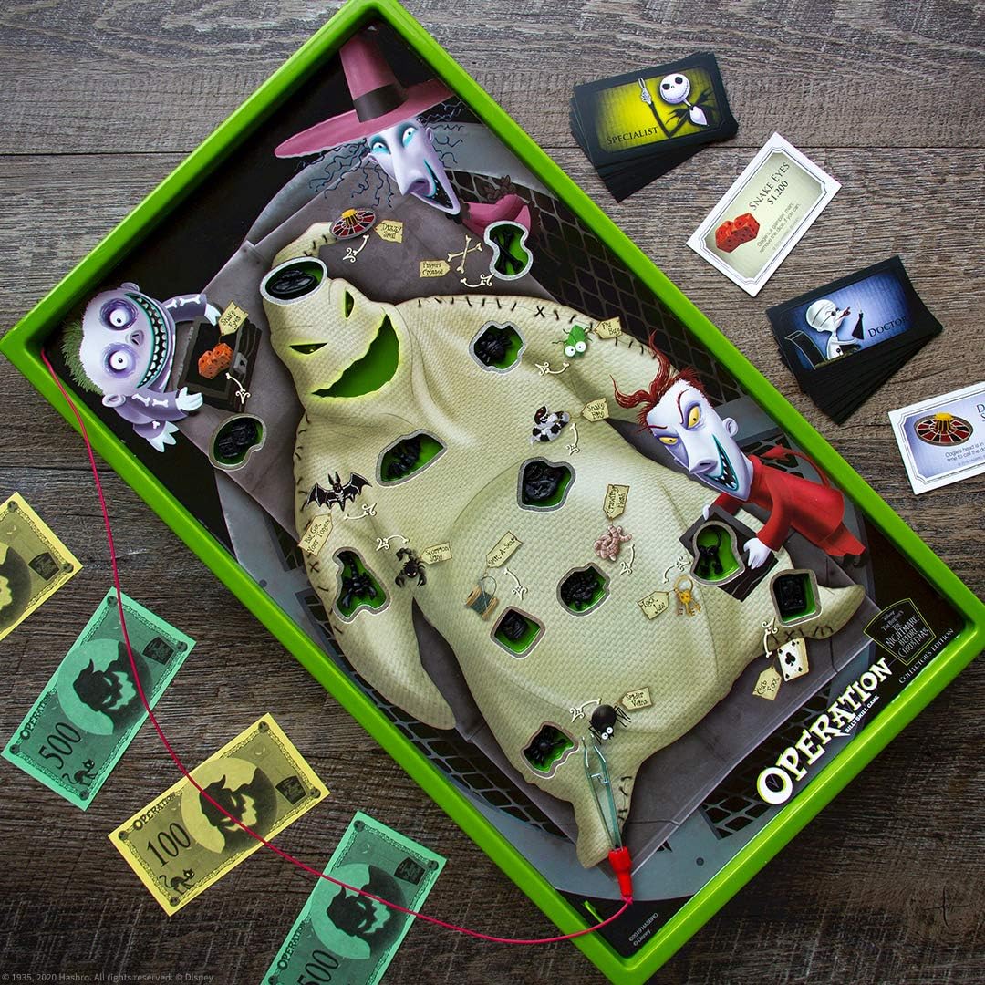 Operación: Juego de mesa Disney Pesadilla Antes de Navidad | Juego de mesa coleccionable | Con Oogie Boogie y arte de Pesadilla Antes de Navidad, para 1 o más jugadores
