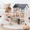 Casa de muñecas de madera para niños, juego de casa de muñecas de juguete de estilo moderno de 6 habitaciones
