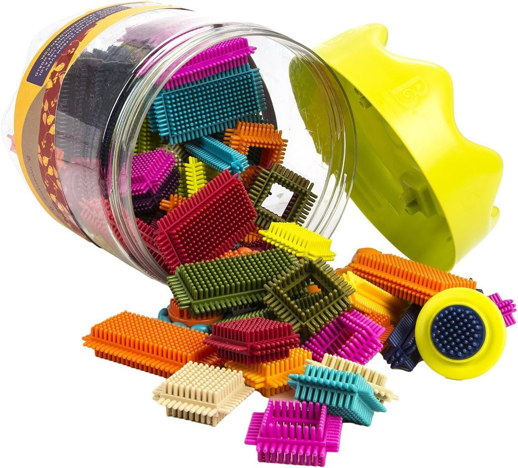 B. toys Bloques de cerdas, 68 bloques entrelazados en frasco, construcción