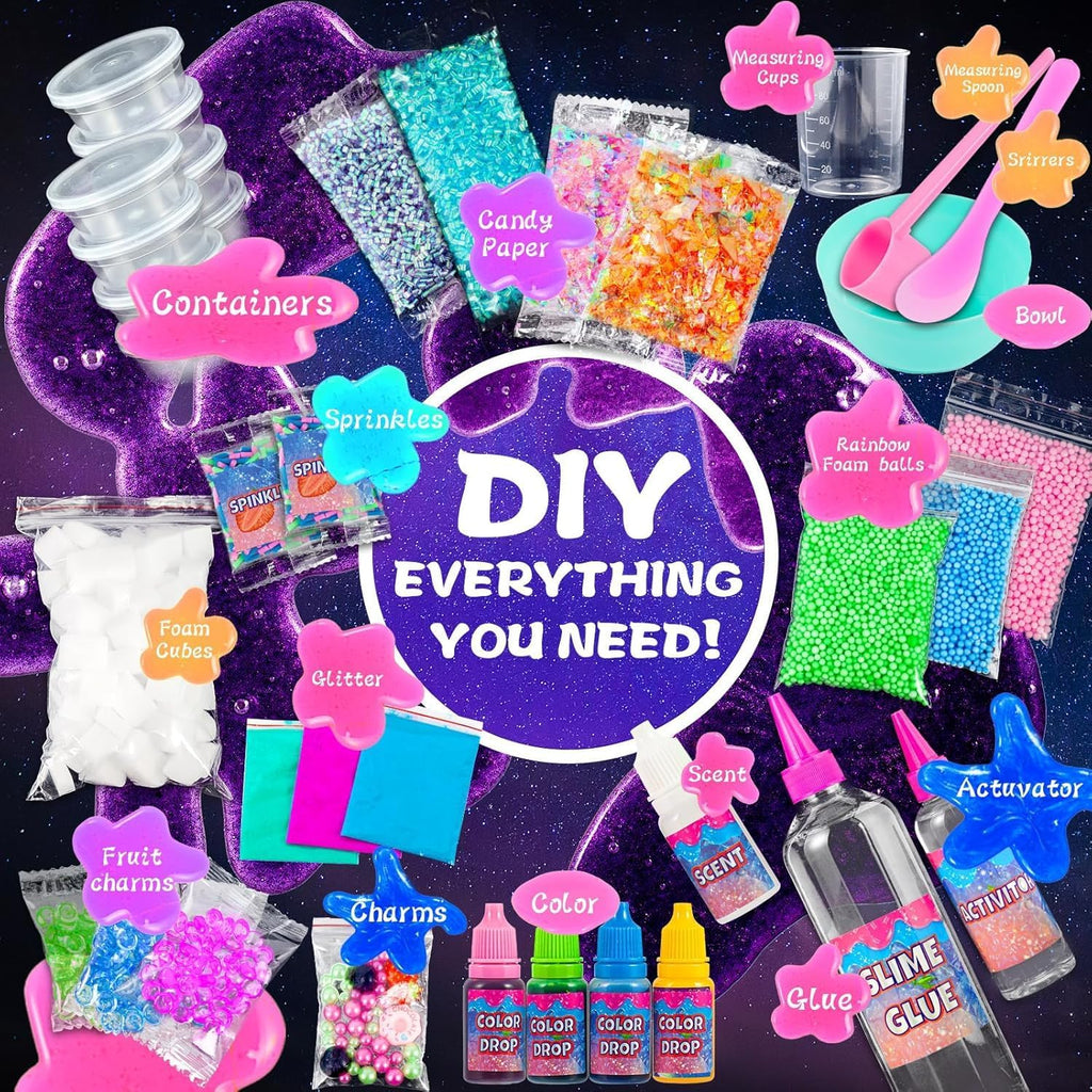 Kit de limo crujiente de unicornio para jardín de frutas, kit de limo brillante para pastel de pantalla de hielo, espuma, cubo de gelatina para recuerdos de fiesta, niños, niñas, cumpleaños, carnaval, tesoro, premios en el aula