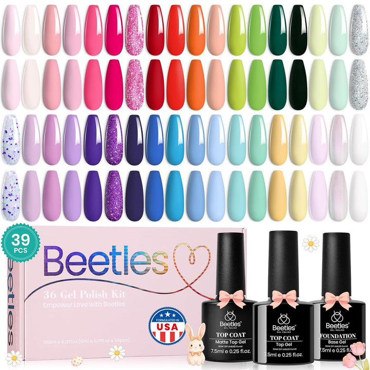 Beetles - Juego de esmaltes de uñas de gel primaveral, 36 colores,...