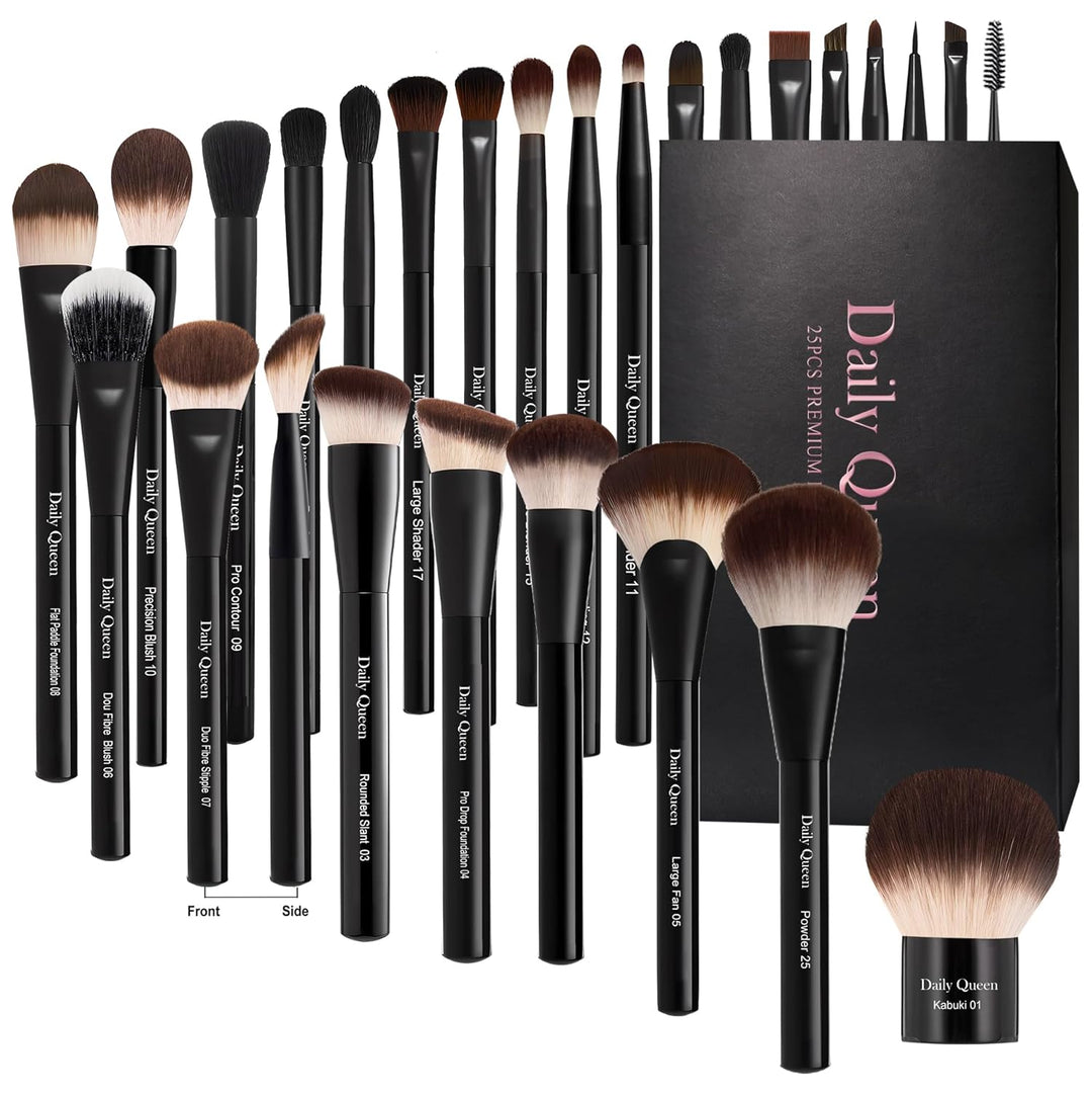 Juego de 25 brochas de maquillaje, color negro, profesional Kabuki,...