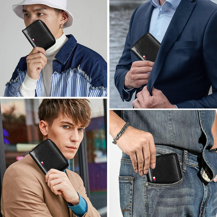 HUANLANG Billetera para hombre con bloqueo RFID, multitarjetero, bi...