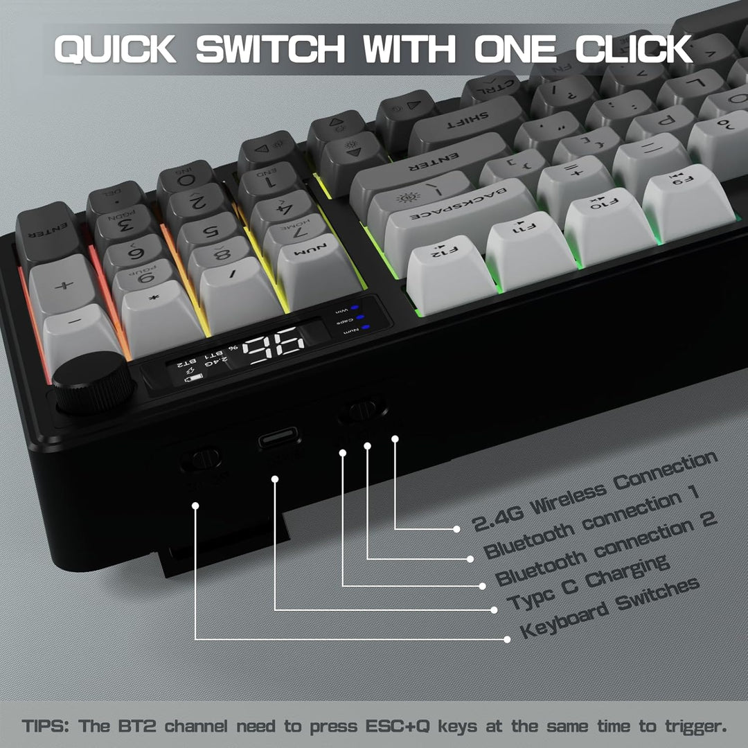 LexonElec M96 - Teclado inalámbrico, de bajo perfil, silencioso, de...