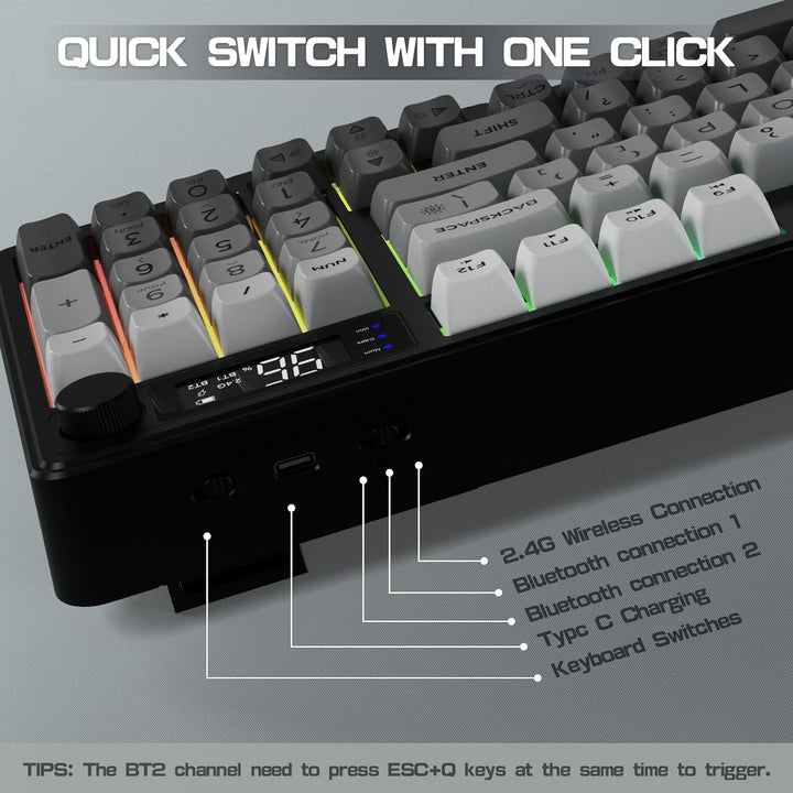 LexonElec M96 - Teclado inalámbrico, de bajo perfil, silencioso, de...