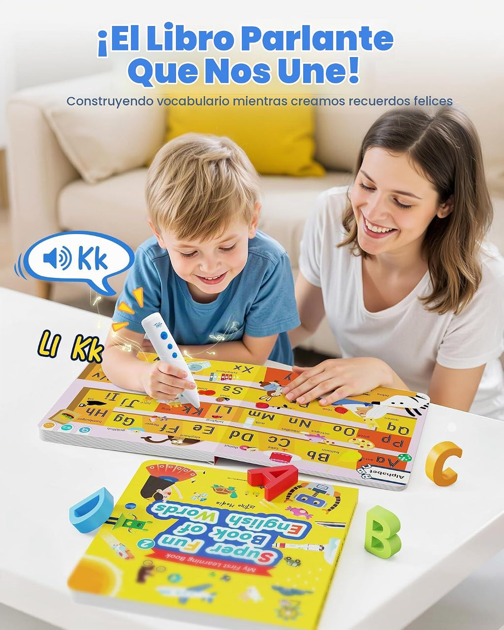 TEKFUN Juego de libros de bolígrafo que habla de palabras musicales, libros de sonido interactivos, juguetes educativos de aprendizaje, terapia de autismo educativa temprana, cumpleaños para niños pequeños de 1, 2, 3, 4, 5