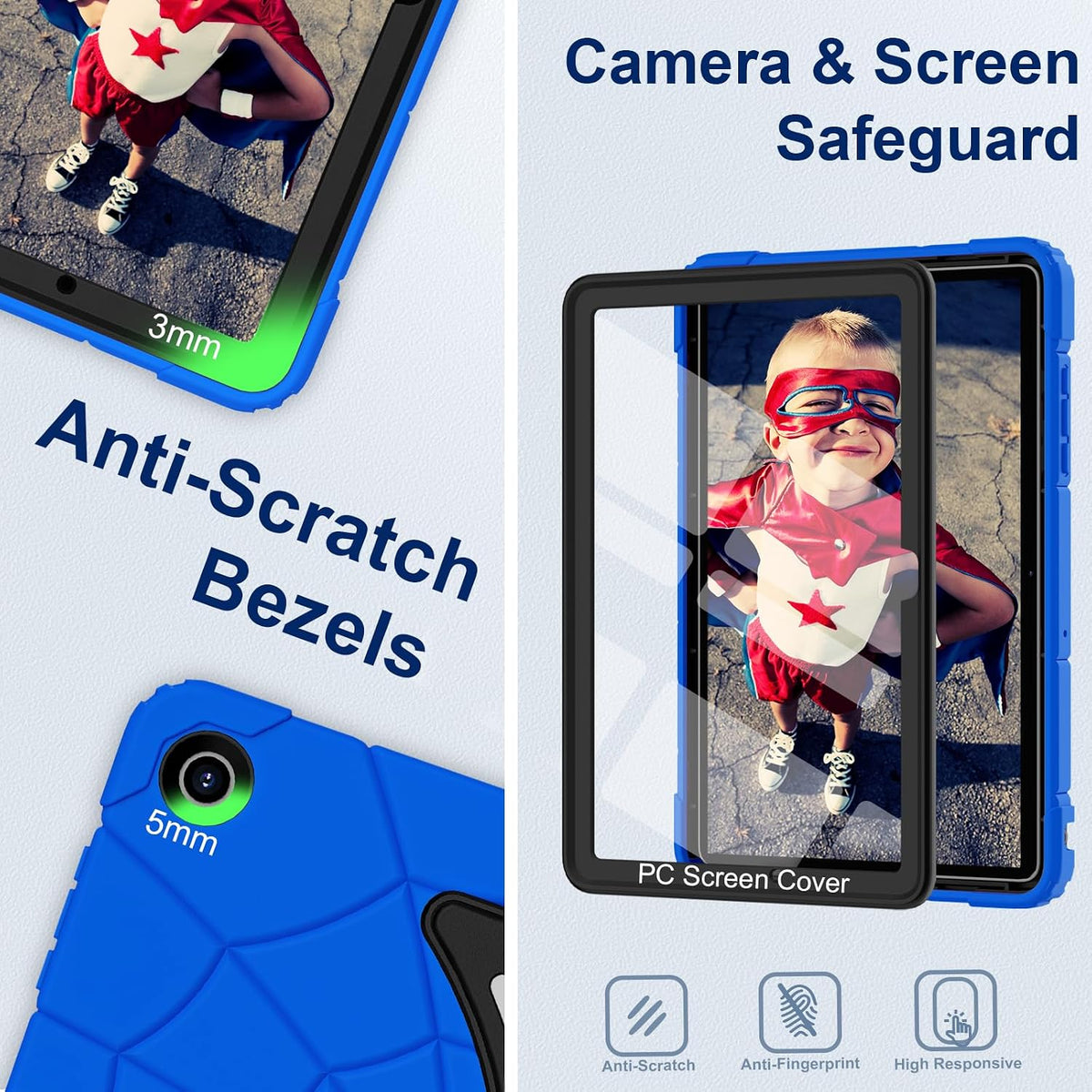 Funda para Samsung Galaxy Tab A11+ Plus 2026 / A9+ Plus de 11 pulgadas, resistente a prueba de golpes con protector de pantalla integrado y soporte, esquina gruesa, azul y negro