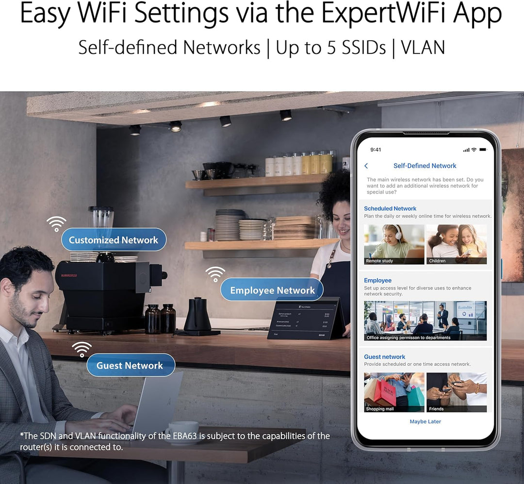 ASUS ExpertWiFi EBA63 AX3000 Dual Band WiFi 6 Punto de