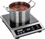 ChangBERT Estufa de Inducción, Cocina Portátil de Grado Comercial, Bobina de Calentamiento Grande de 8”, Quemador de Encimera de Acero Inoxidable Premium con Certificación NSF, Temporizador de 10 Horas Placa Caliente Profesional de 1800W