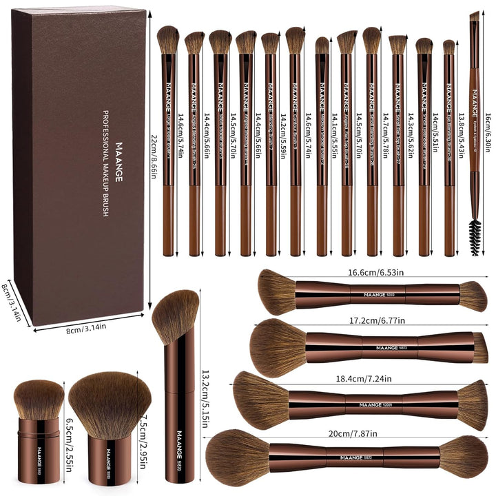 MAANGE 20 piezas de brochas de maquillaje con caja de regalo, broch...