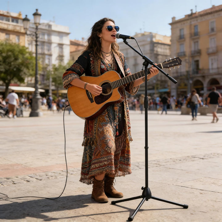 GLEVONA Soporte de micrófono de piso ajustable de alta resistencia...