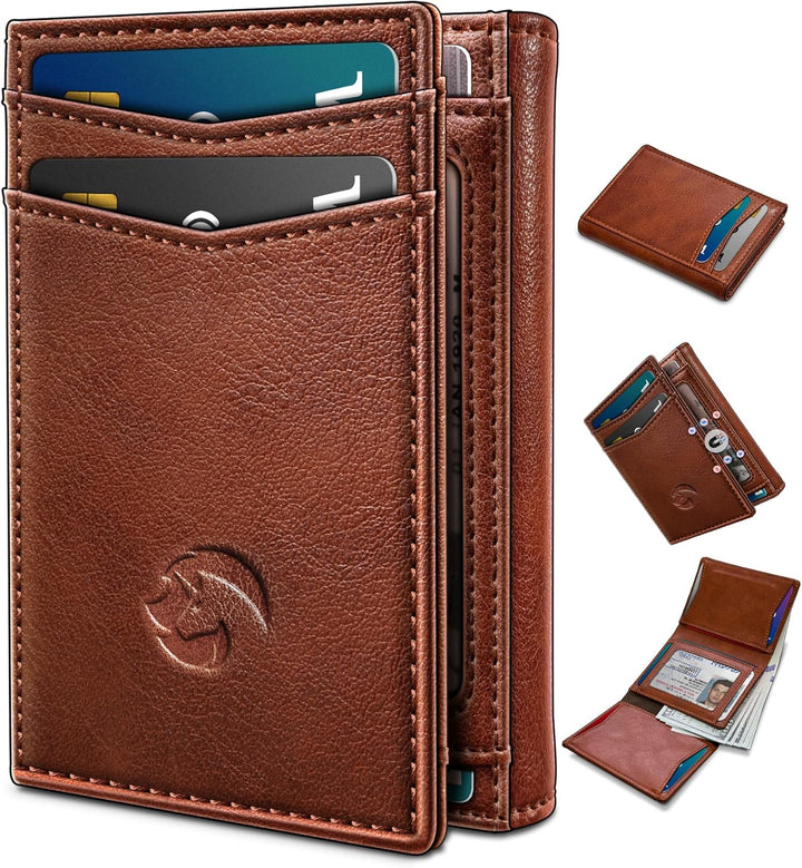 Housmai Billetera de cuero triple para hombre, con bolsillo para ef...