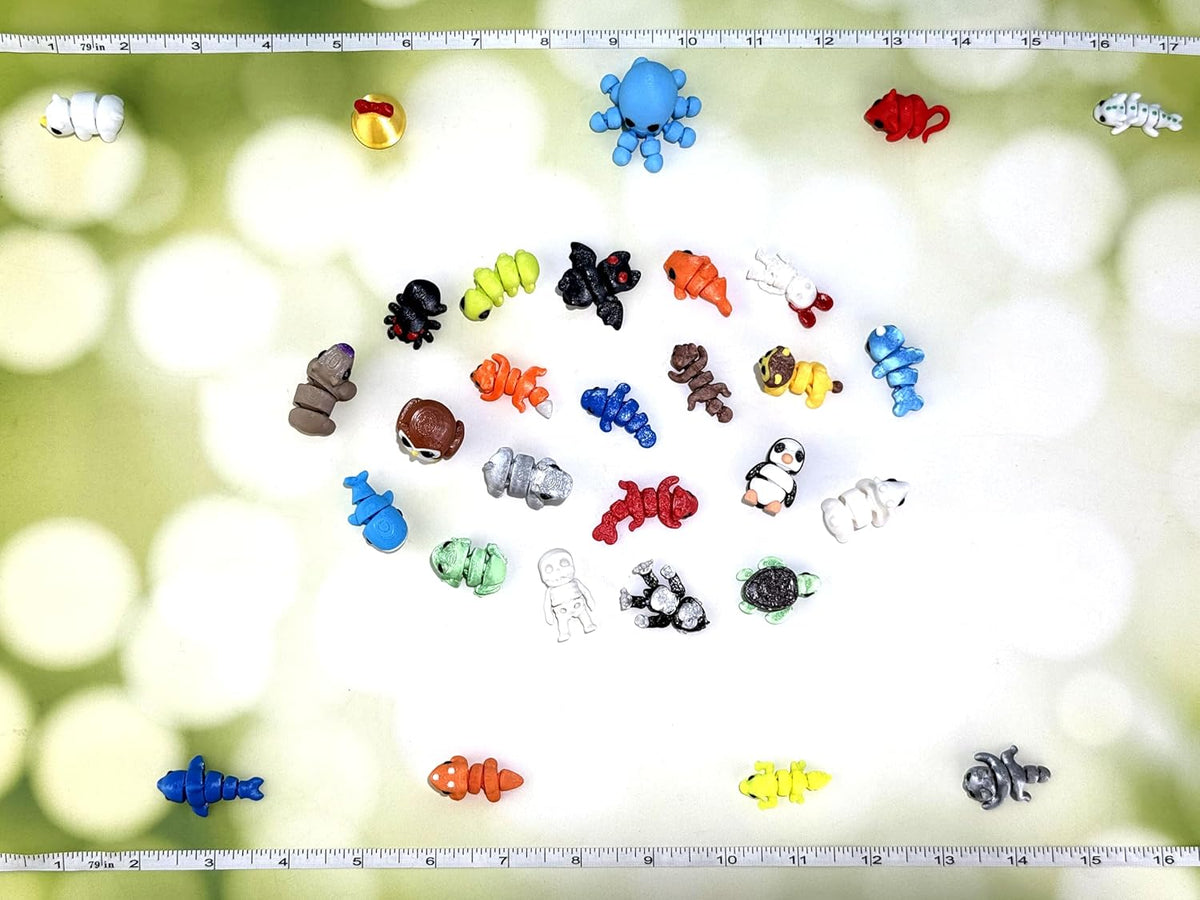 60 piezas de animales impresos al azar en 3D figuras