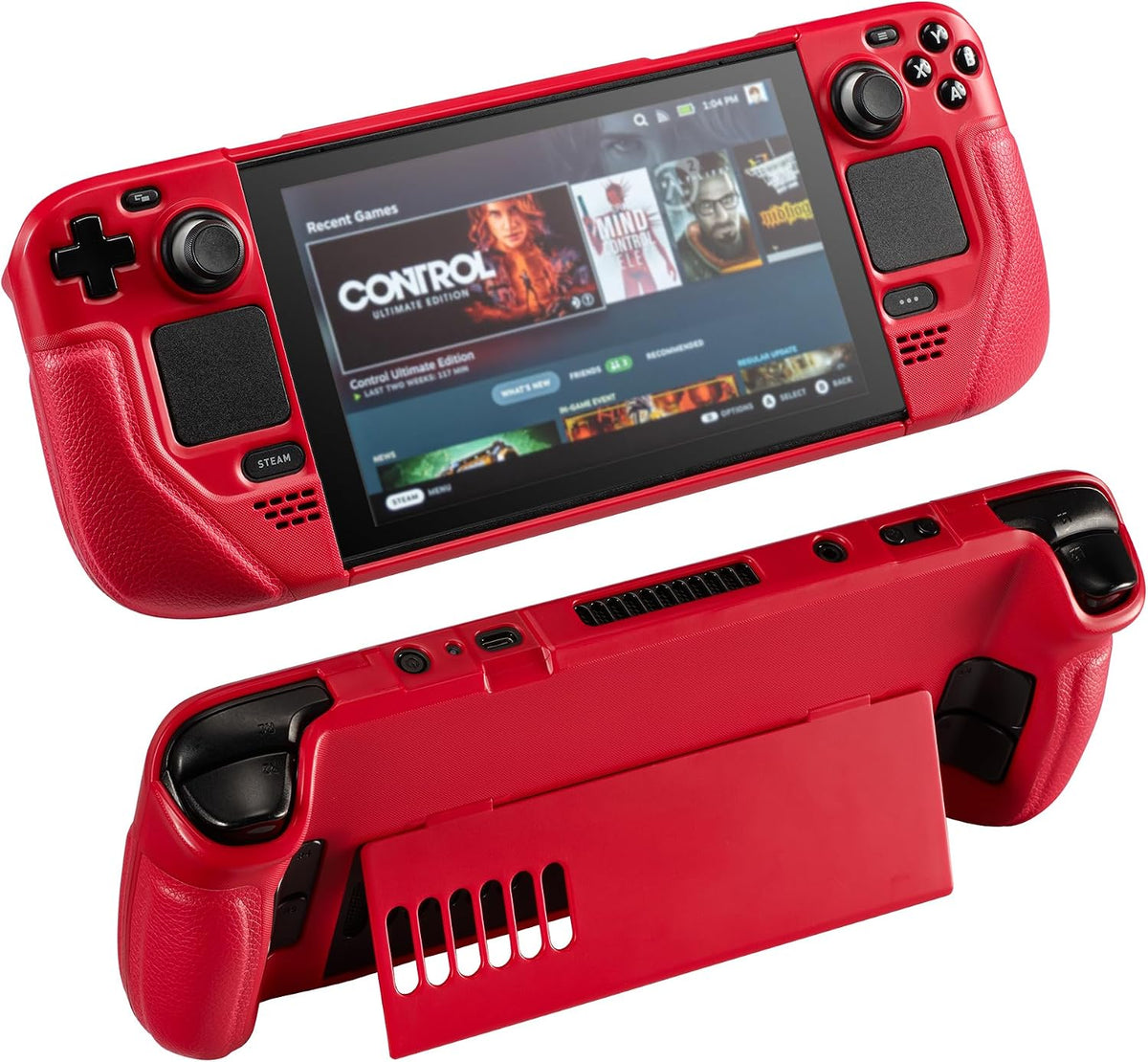 UYIYE Funda protectora para Steam Deck OLED y LCD con soporte rojo