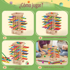 Montessori - Juego de mesa de madera, 42 coloridos palos de madera, juego de dados de matemáticas, juguetes educativos para 3, 4, 5, 6 años, juguetes de habilidades motoras finas y juguete de contar