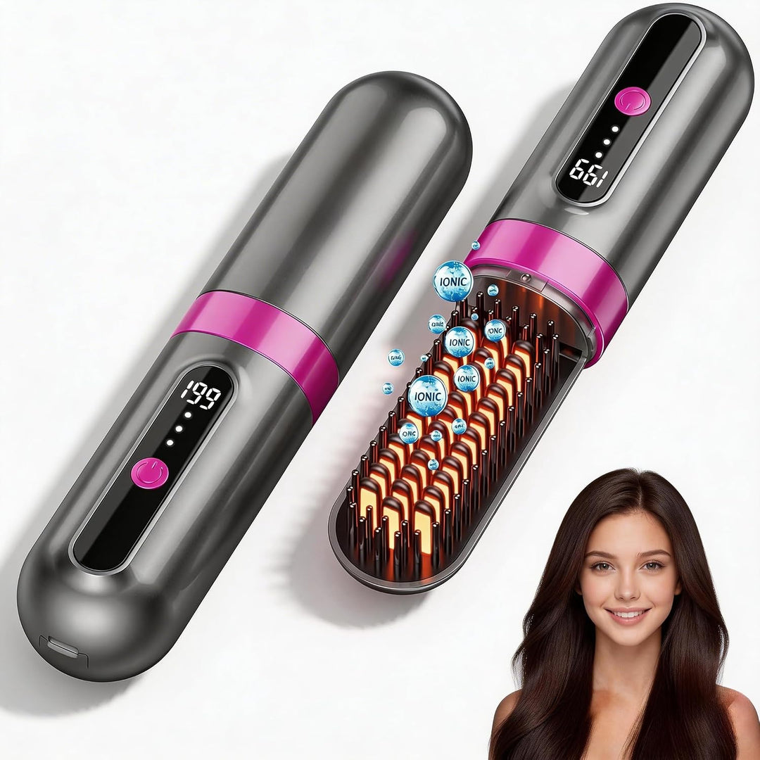 Go Brush Pro, cepillo alisador de pelo inalámbrico, 984.3 ft iónico...