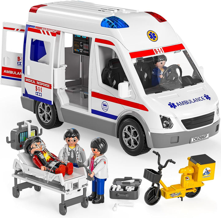 TEMI Juguete de ambulancia para niños de 3 4 5 6 7 8 años