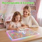 Tablero de dibujo LED de 16" para niños, tableta de escritura con luz de