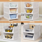 Paquete de 4 Canastas Apilables para Almacenamiento en Closet - Contenedores de Almacenamiento Apilables