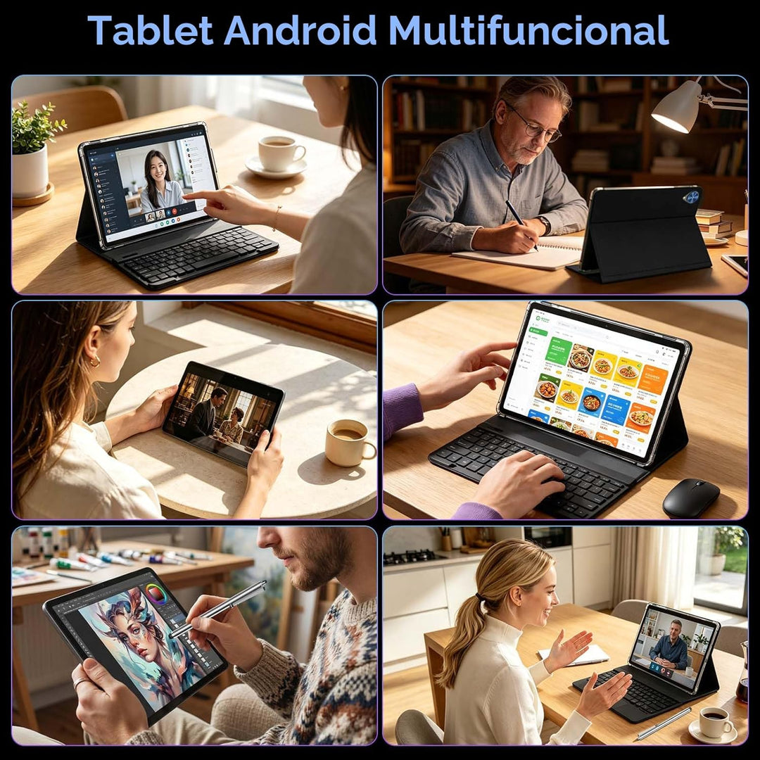 Tableta 2026 Gemini AI Android 16, Tablet de 10 pulgadas con teclad...