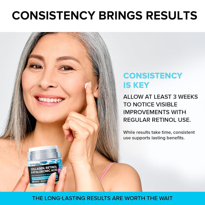 SimplyVital - Crema hidratante de colágeno, retinol y ácido hialuró...