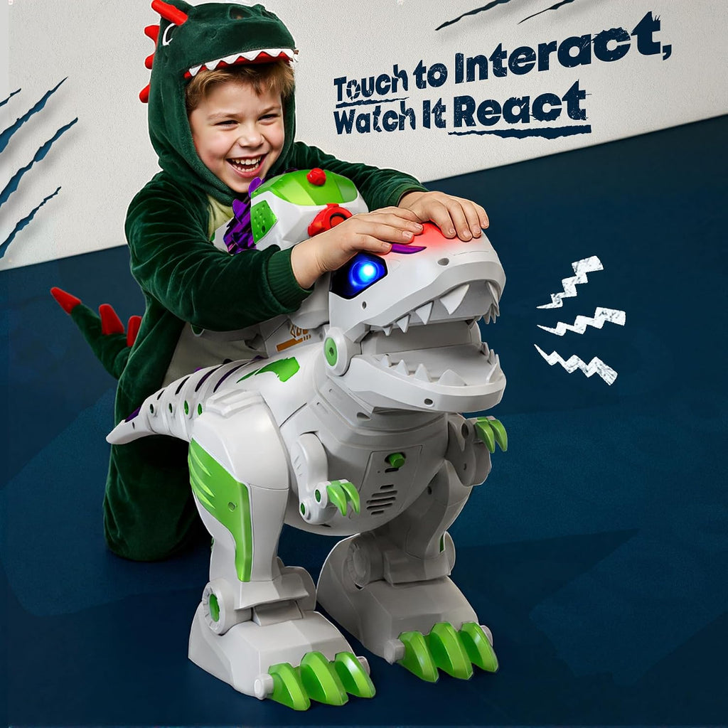 Ruko 8809 Dinosaur Toys para Kids, Large Rechargeable RC T-Rex, Green