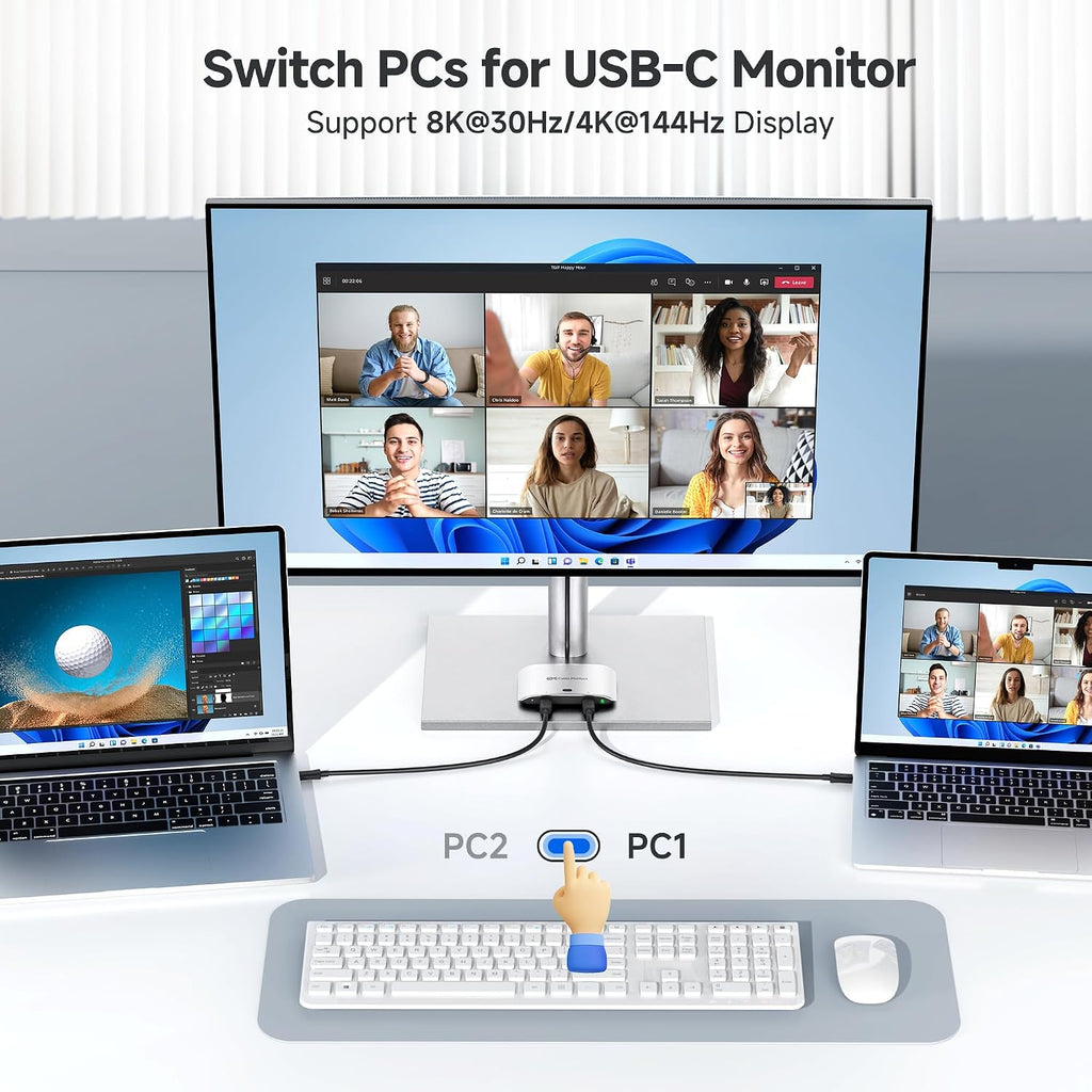 Cable Matters conmutador USB C KVM de 20Gbps para 2 computadoras, 140W PD Carga