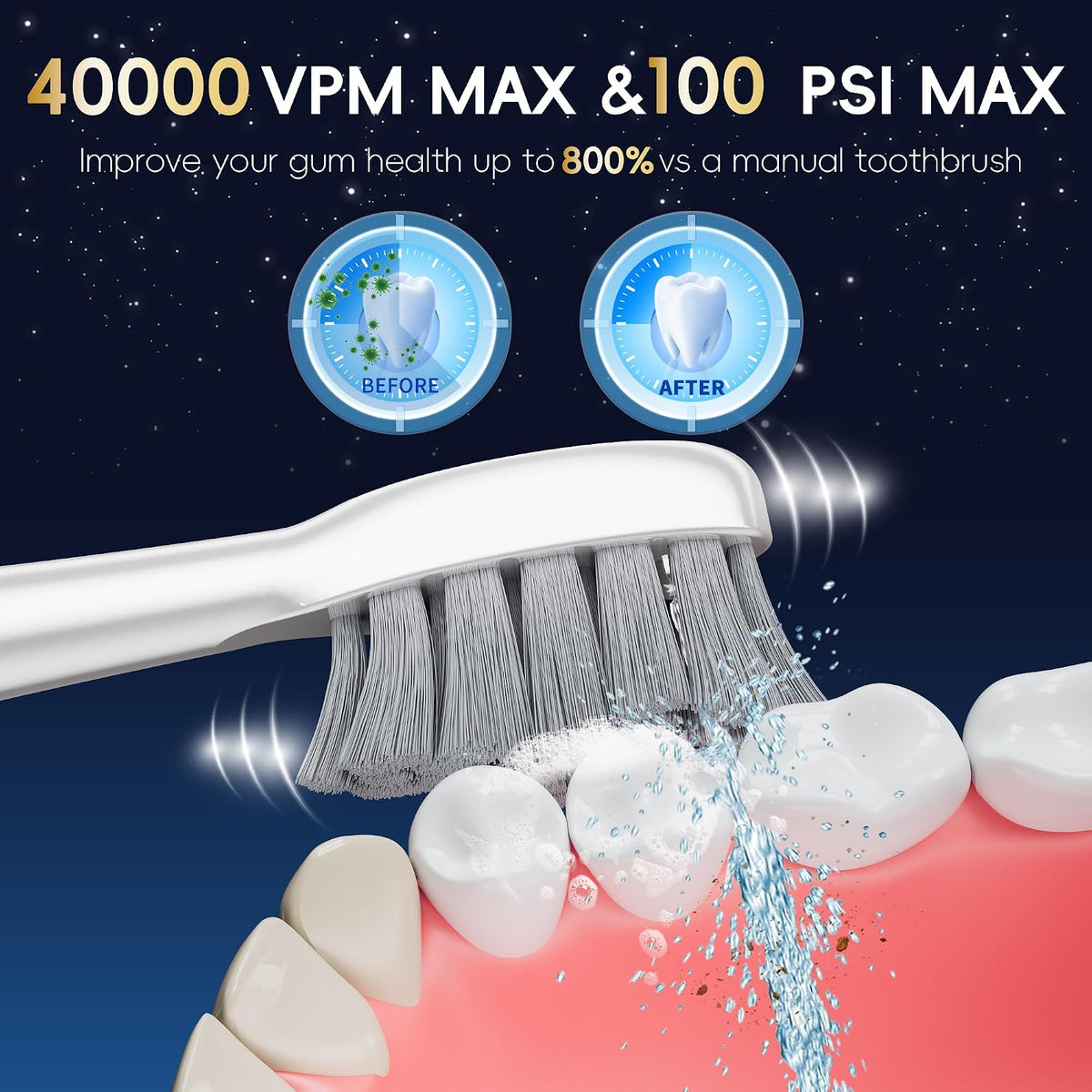 Cepillo de dientes eléctrico con hilo dental de agua, combo de cepillo de