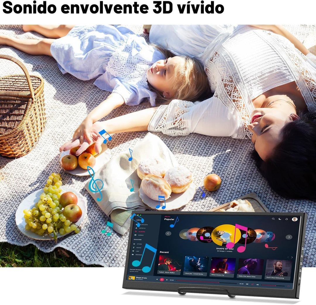 Monitor Secundario de 12.3 Pulgadas, Pantalla de Viaje LCD IPS de B...
