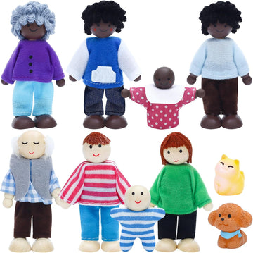 ONEST Juego de 10 piezas de casa de muñecas de madera, mini figuras...