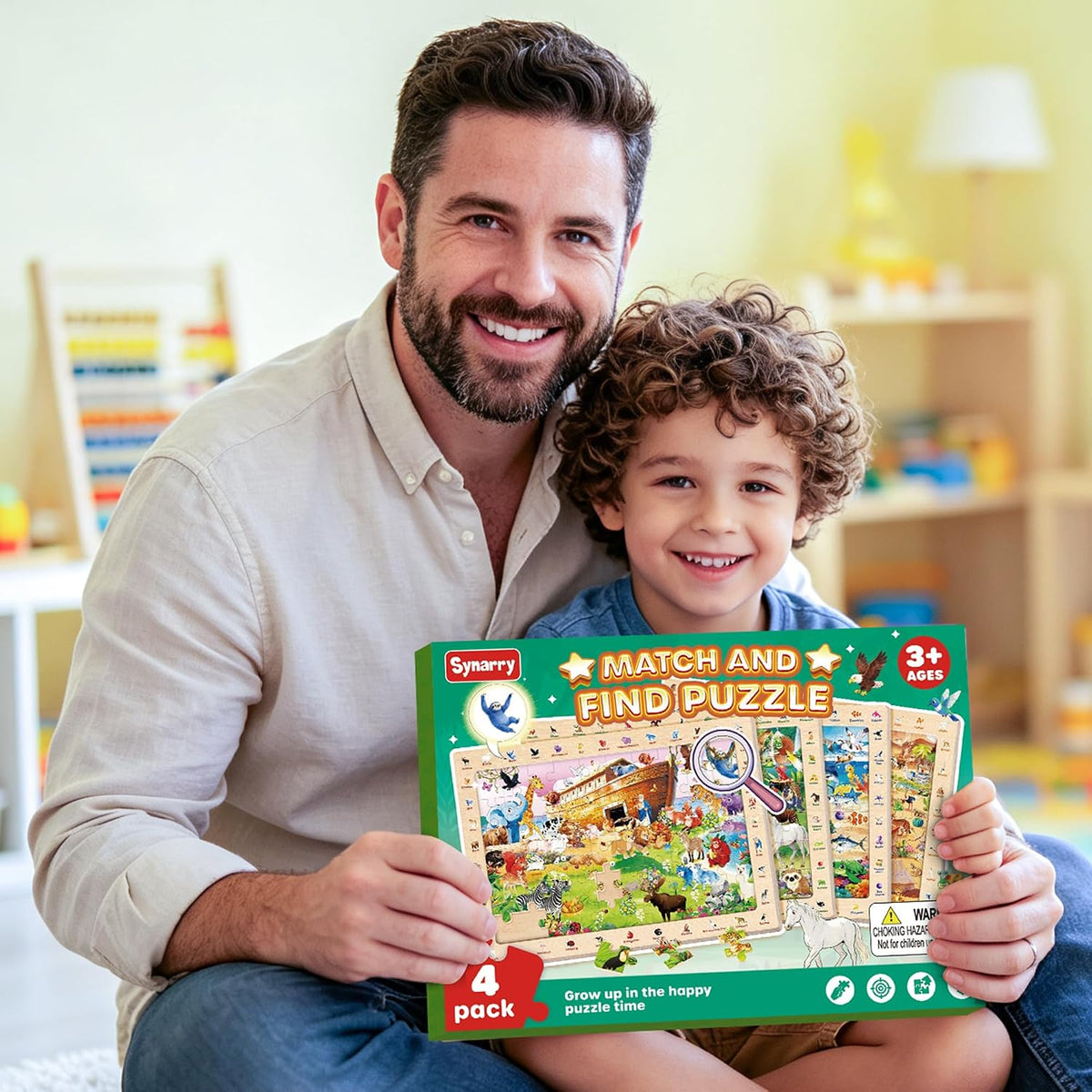 SYNARRY Rompecabezas de madera grande de Noah Jonah Babel Adam para niños