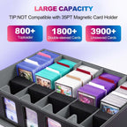 Caja de almacenamiento de cartas de intercambio UAONO con pantalla Commander, caja de cartas mágicas de 5 filas con asa y cerradura de aleación de aluminio para más de 3900 cartas sin funda, adecuada