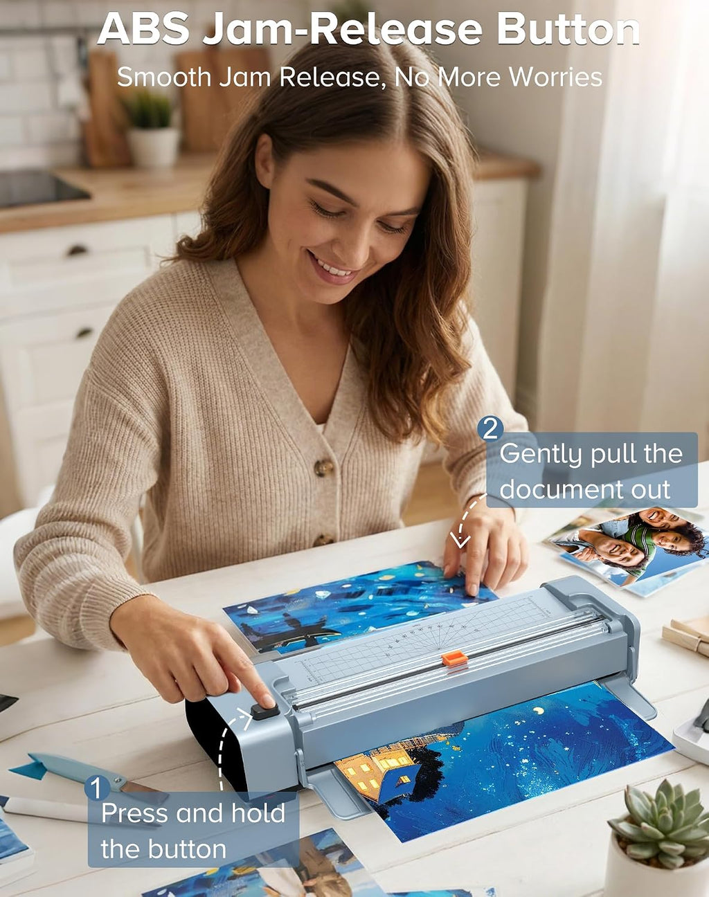 Máquina laminadora de 13 pulgadas con 20 hojas de laminación, laminadora caliente y fría de 11 x 17 para profesores 10 en 1 con alimentación automática de papel, tecnología Never Jam Laminador personal para oficina en casa y escuela