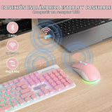 Vumilstek Teclado y mouse rosa retroiluminado, máquina de escribir...