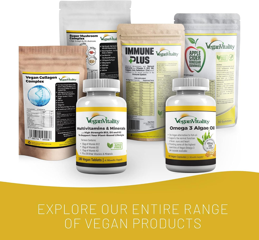 Vegan Vitality Paquete de suplementos de refuerzo - Complejo de mul...